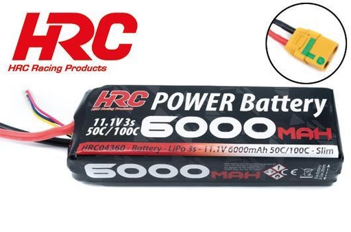 [HRC-04360X] HRC - Accu - LiPo 3S - 11.1V - 6000mAh 50C/100C - No Case - Slim LCG - XT90AS 128x43x28mm