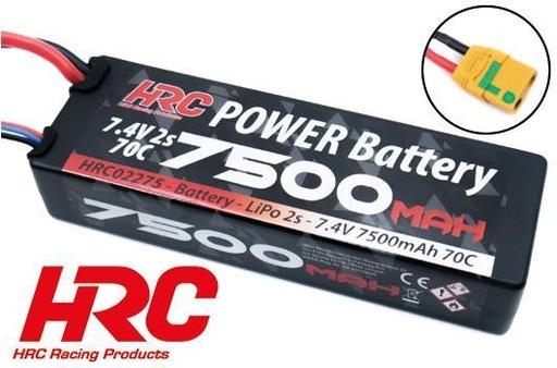 [HRC-02275X9] HRC - Accu - LiPo 2S - 7.4V -7500mAh 70C- RC Car - Hard Case - XT90AS -138.5x46.5x 25mm