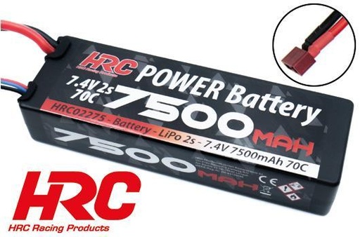 [HRC-02275D] HRC - Accu - LiPo 2S - 7.4V 7500mAh 70C - RC Car - Hard Case - Ultra T 138.5x46.5x25mm