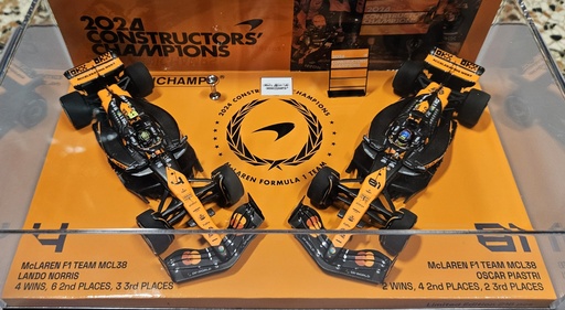 [MIN-532240481] Minichamps - McLaren F1 Team MCL38 -  Set de 2 voitures - Champions Constructeurs 2024 - # 81 Piastri / # 4 Norris - 1/43 - Edition limitée à 216 pièces