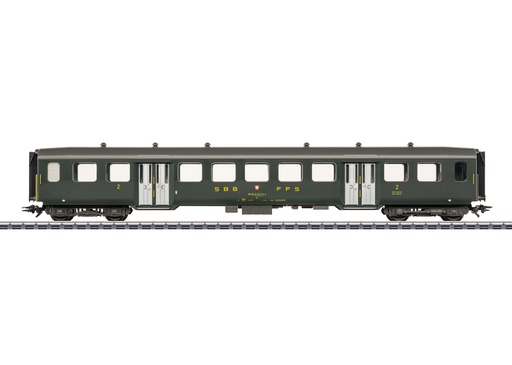 [MAR-43373] Märklin 43373 - Voiture voyageurs acier léger - 2ème classe - 1 entrée de chaque côté - En exploitation en 1990 - SBB-CFF-FFS - HO