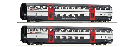 [ROC-6200216] Roco 6200216 - Coffret de 2 voitures à deux étages de 2ème classe, type B « IC 2000 » - SBB-CFF-FFS - HO