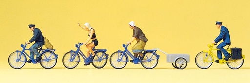 [PRE-10507] Preiser - Cyclistes et remorque de vélo 1:87 HO