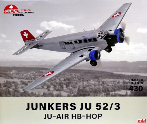 [ACE-85.001558] ACE - Junkers JU 52/3 JU-AIR HB-HOP - 1/72 (édition limitée - 020/430)