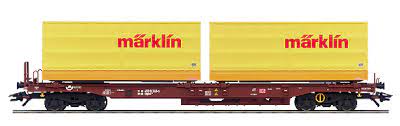 [MAR-47442] Märklin 47442 - Coffret de 1 wagon-Kangourou avec 2 caisses interchangeables "Märklin"- HO