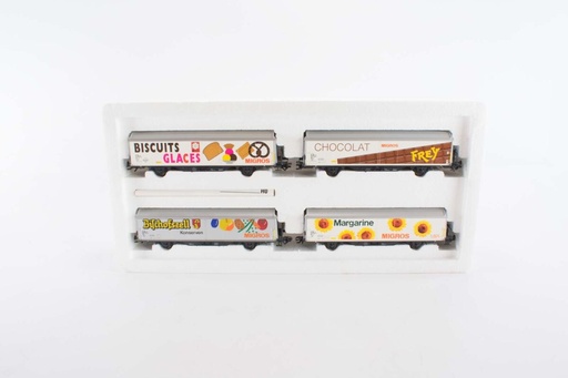 [MAR-4785] Märklin 4785 - Coffret de 4 wagons "publicitaires" couverts à parois coulissantes - SBB-CFF - HO