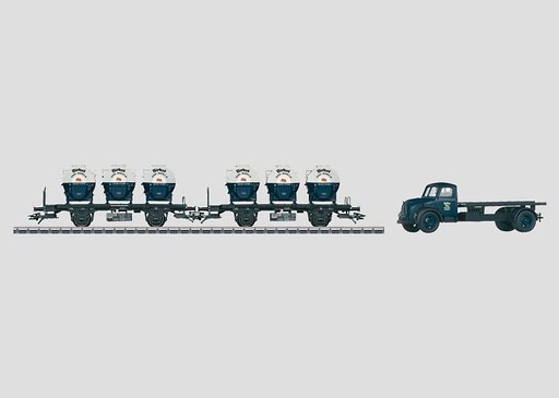 [MAR-48947] Märklin 48947 - Coffret 2 wagons porte conteneurs avec camion - DB - HO
