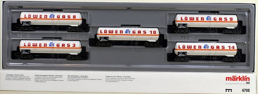 [MAR-4798] Märklin 4798 - Coffret avec 5 wagons citernes "Löwengas" - HO
