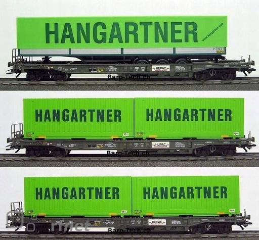 [MAR-47453] Märklin 47453 - coffret de 3 Wagons à poche fixe chargés d'une remorque et de superstructures amovibles "Hangartner"- SBB-CFF - HO