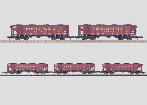 [MAR-82591] Mini-Club 82591 - Set  Wagons-trémies, type H35, pour la compagnie ferroviaire américaine Pennsylvania Railroad (5 pièces) - "Z"