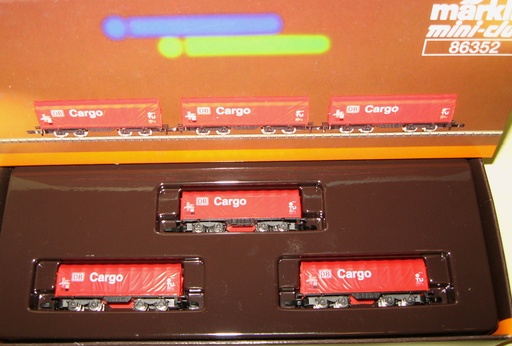 [MAR-86352] Mini-Club 86352 - Set de 3 wagons à bâche coulissante de type Shimmns-tu 718 (Cargo) - DB - "Z"