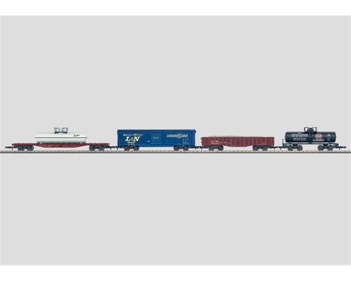 [MAR-82514] Mini-Club 82514- Set de 4 wagons de marchandises américains de conception différente "Z"