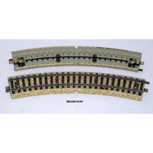 [OKAZ-MAR-3601A] Märklin 3601A HO Rail courbe ancien M avec ballast 195mm 30° (Occasion vérifiée)