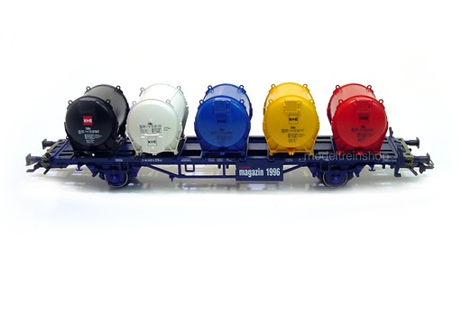 [MAR-47672] Märklin 47672 - Wagon plat porte conteneurs citernes à 2 essieux type Lbgjs 598 - DB - HO