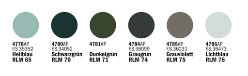 [ITA-436AP] Italeri Acrylic Set - 6 pces - WWII Luftwaffe Aircraft