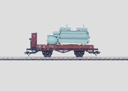 [MAR-46075] Märklin 46075 - Wagon à bords plats de type X 05 avec cabine de serre-frein - Utilisé pour le transport de gros moteur - DB - HO