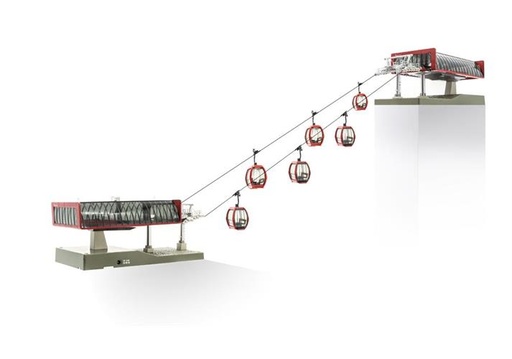 [JC-82496] JC 82496 - Téléphérique HO électrique D-Line - noir/rouge (avec 6 cabines Omega V et 1 mât) - 1/87 