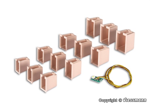 [VIE-6005] Viessmann - 6005 - Kit de démarrage pour éclairage domestique, 12 boîtes, 4 tailles différentes, 1 LED blanche 