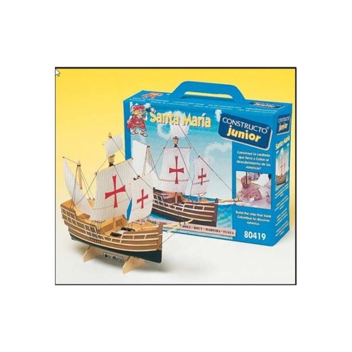 [CON-80419] Bateau Santa Maria - Kit de construction en bois - Constructo Junior 80419 - (Longueur 24 cm - largeur 21 cm - hauteur 10 cm) 