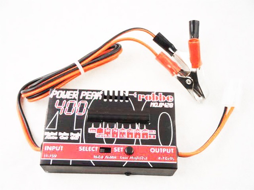 [ROB-8428] Robbe 8428 - Chargeur Power Peak 400 (CD-Ni/NiMH) - 4 à 7 éléments (4.8V-8.4V) - alimentation en 12V - Charge max. 5.0 Ah - Commutation auto en fin de charge