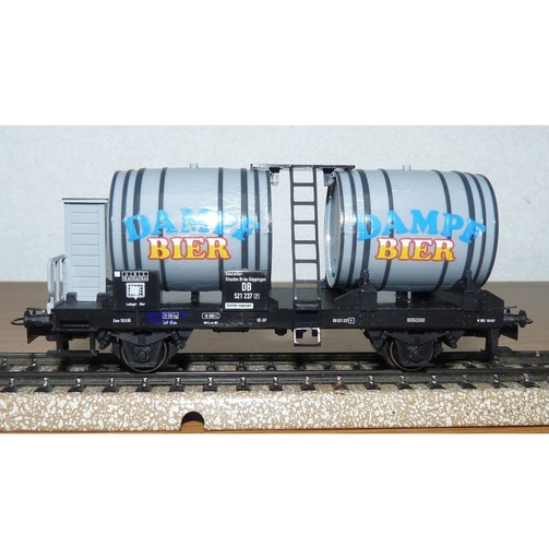 [MAR-44321] Märklin 44321 - Wagon à Bière à 2 essieux avec cabine de freinage chargé de 2 fûts "Dampf Bier" - DB - HO    