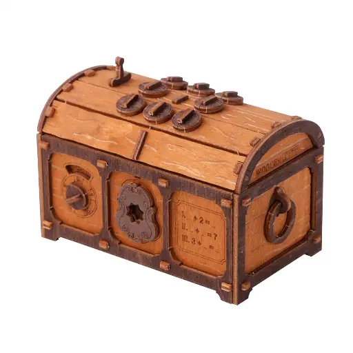 [WR-355] Wooden City - Coffre aux trésors en bois à assembler (sans colle) - "Escape Room " (165 pièces) - 127x74x88 mm