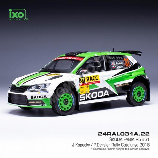 [IXO-024 RAL031A] IXO - Skoda Fabia R5 Rallye Catalunya - 2018 - #31 - Kopecky/Dresler - 1/24 