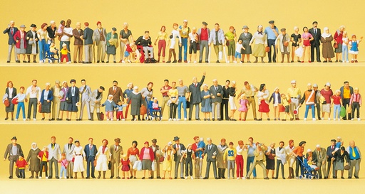[PRE-13002] Preiser 13002 - Set de 100 figurines peintes de manière exclusive et accessoires "Dans la Rue et au Square" - HO  
