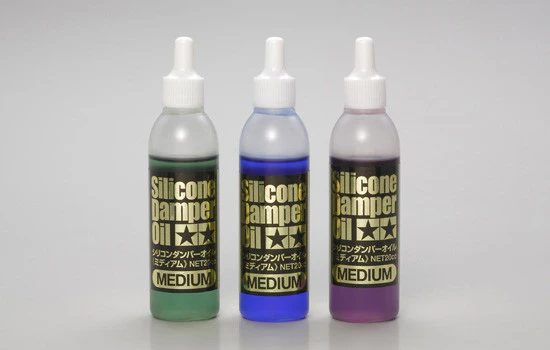 [TAM-53444] Tamiya 53444 - Set de 3 bouteilles d'huile au silicone "medium" pour amortisseurs (Verte, bleue et violette) 