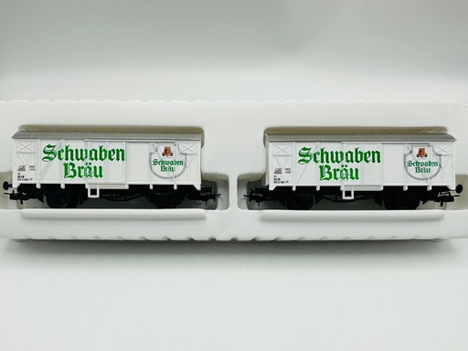 [LIL-229 05] Liliput 229 05 - composition de 2 wagons couverts pour transport de bière à 2 essieux "Schwaben Bräu " - DB - HO  