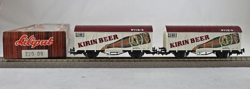 [LIL-229 09] Liliput 229 09 - composition de 2 wagons couverts pour transport de bière à 2 essieux "KIRIN BEER" - HO   