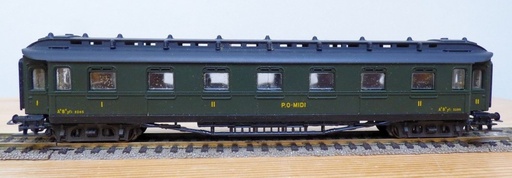 [LIL-295 20] Liliput 295 20 - Voiture grandes lignes ex DR à 2 bogies mixte de 1 ère et 2 ème classe type A2B5 - Chemins de fer Français "PO-MIDI" - HO     