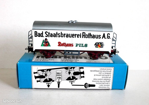 [MAR-4437] Märklin 4437 - Wagon couvert réfrigérant à 2 essieux type Ichqrs 377 - "rothaus pils biere staatsbrauerei" - DB - HO