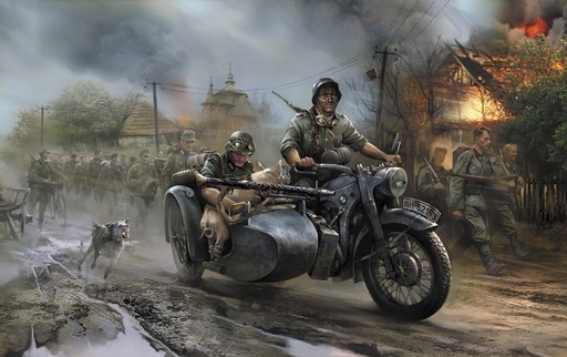 [ZVE-3607] Zvezda 3607 - Sidecar allemand R12 de la Seconde Guerre mondiale avec équipage - 158 pièces - 6.5 cm longueur - 1/35