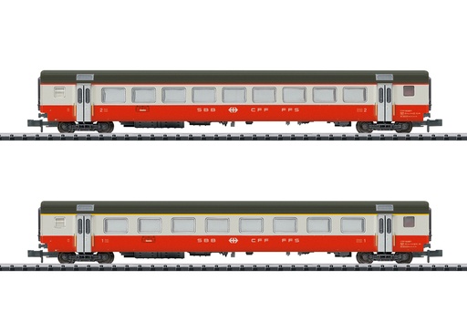 [MIT-T18721] MiniTrix 18721 - Set de 2 voitures voyageurs "Swiss Express" - 1ère et 2ème classe - SBB-CFF-FFS - N 