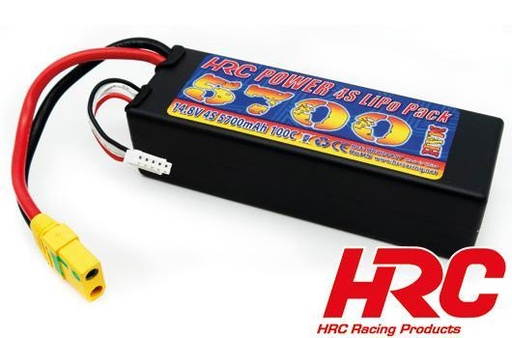 [HRC-04457X] HRC - Accu LiPo 4S - 14.8V - 5700 mAh - XT90 plug - Hardcase - 100C