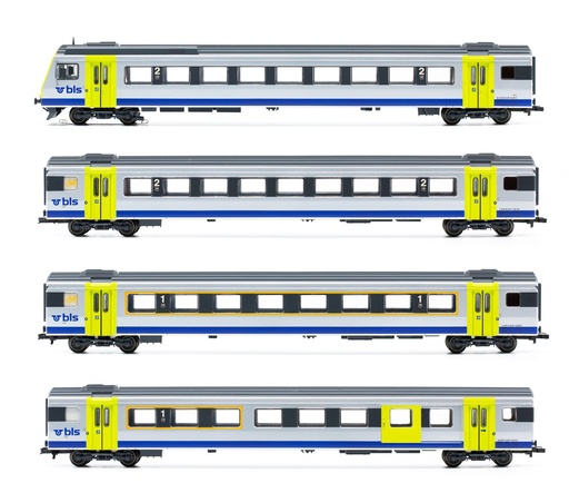 [LIL-L330531] Liliput 330531 - Set de voitures passagers (4 pièces) - Voiture pilote et 1ère et 2ème classe - BLS EW III logo Omega - HO