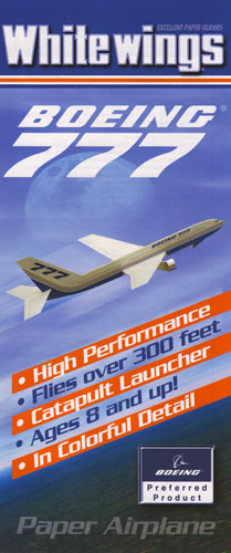 [WHI-AG0102] White Wings - Boeing 777 - Modèle à assembler en papier cartonné - Lancement par catapulte - Avec détails colorés